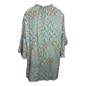 Umgee USA Patchwork Boho Dress‎ S Mixed Print Floral Ruffle Sleeve Shift thumbnail 2