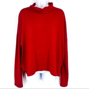 Banana Republic Luxespun Boxy Mockneck Sweater Size XL lightweight‎ Red thumbnail 4