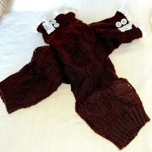 Boot Socks Brown and Cream Cozy Soft & Warm with Ruffle & Button Detail thumbnail 6