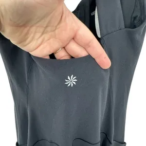 Athleta Transcend Bodysuit Black Yoga‎ Pilates One Piece Strappy Back Pockets XS thumbnail 3