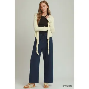 Umgee Cotton Viscose Long Sleeve Wrap Cardigan - Off white - Large thumbnail 5