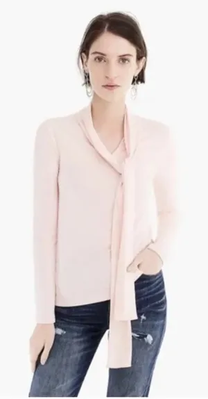 J Crew tie neck pale‎ pink long sleeves top size small spring Easter thumbnail 1