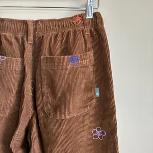 Urban Outfitters 70s BDG Embroidered Flower Corduroy Pants S Brown Womens Cotton thumbnail 5