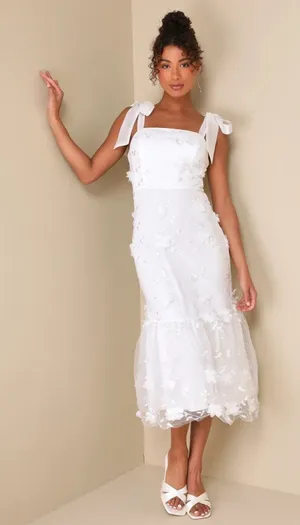 Lulus Divinely Adored White Embroidered Floral Midi Dress XS NWOT thumbnail 1