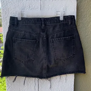 Free People Black Faded Distressed Denim Skirt thumbnail 2