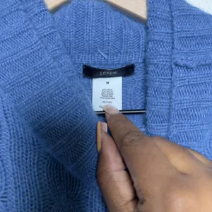 J. Crew Women Wool‎ Angora Cashmere Sweater Blue Cable Knit Turtleneck Fisherman thumbnail 3