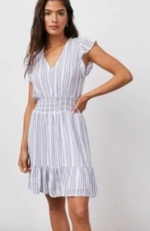 Rails Blue and White Striped Tara Catalina Ruffle Hem Mini Dress thumbnail 1
