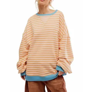 NWOT Free People We The Free Women’s Classic Striped Crew Latte Combo Sz L thumbnail 4