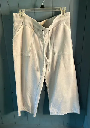 GAP Light Blue/Gray Ribbed Drawstring Waist Cropped Sweatpants | Size Large thumbnail 1