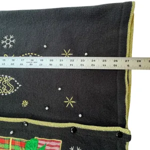 Holiday Time Christmas Sweater Vest Womens 2X 20 Black Gold Embroidered‎ Beaded thumbnail 8