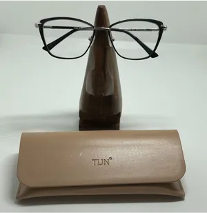 TIJN Cat Eye Black & Silver Prescription Glasses Frames with Case thumbnail 1