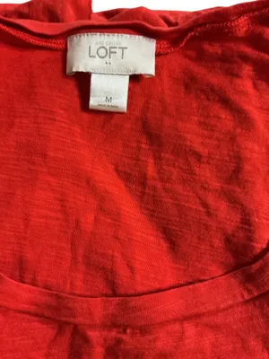 LOFT Red Ruffle Sleeve Scoop Neck Knit Top - Size Medium thumbnail 3