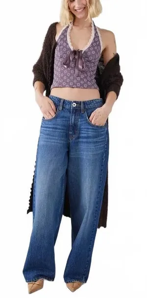 UO BDG Jaya Baggy Low-Rise Boyfriend Jeans Urban Outfitters NWT Mid Indigo 33 thumbnail 1