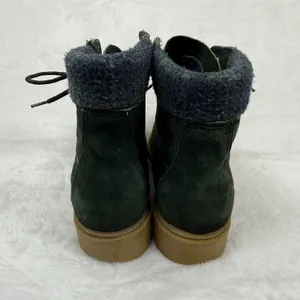 Wolverine Wilderness Forest Green Suede Lace Up Boots Wool Collar Lug‎ Sole 8.5 thumbnail 5
