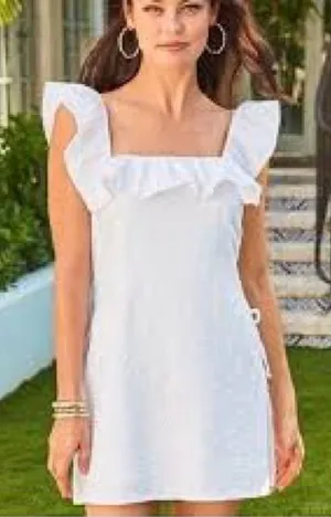 Lilly Pulitzer White Ruffle-Shoulder Mini  romper thumbnail 1