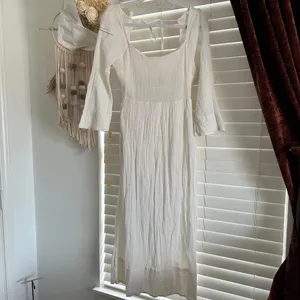 Free People White cotton Crinkle Maxi Dress Open Back Romantic Boho Fairycore XS thumbnail 2