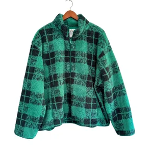 Aerie OFFLINE Green Black Plaid Quarter Zip Fleece‎ Pullover XXL/TTG thumbnail 2
