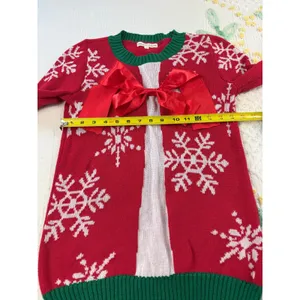 Mesh Lace Womens Size S Red Green White Snowflake Holiday Ugly Christmas Sweater thumbnail 5