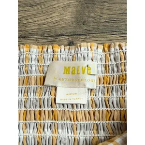 EUC Womens Maeve Anthropologie Square Neck Plaid Blouse puff‎ sleeve size M thumbnail 4