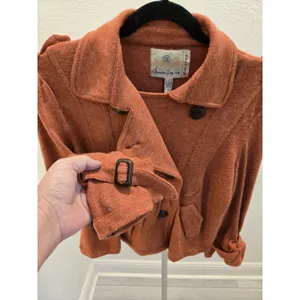 American Rag Women's L Double-Breasted Peplum Sweater Jacket Rust Orange thumbnail 5
