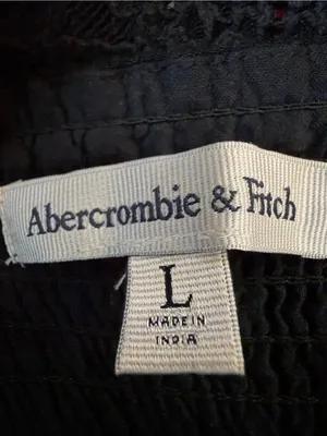 Abercrombie & Fitch Boho Cottagecore‎ Crochet Lace Maxi Dress Black Large thumbnail 4