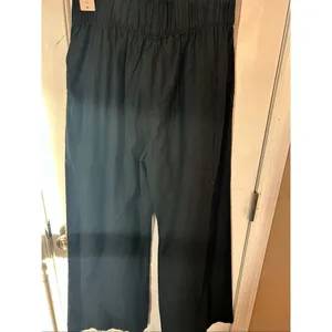 Abercrombie & Fitch black sz M linen wide leg pants w stretchy back linen & cott thumbnail 5