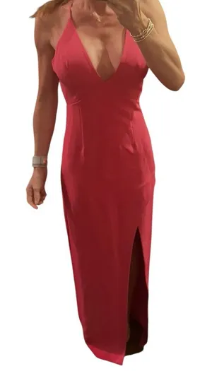 Women's Parker Black hot pink V-Neck Maxi Dress Standard S thumbnail 1