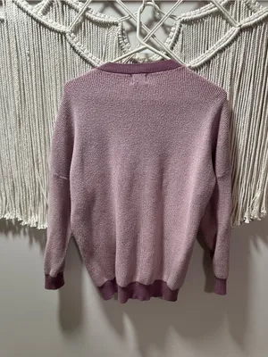 Dreamers Mauve Two-Tone Ribbed Crewneck Sweater thumbnail 3
