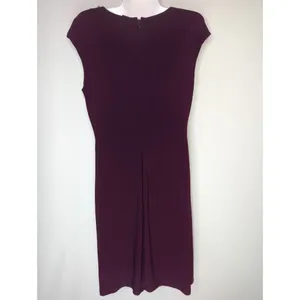 Lauren‎ Ralph Lauren Purple Ruched Jeweled Neck Midi Sheath Dress Size 12 thumbnail 5