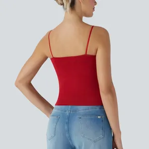 Halara Built-In Bra Cami Tank Top Size Medium Red Ruched Minimal Casual Everyday thumbnail 9