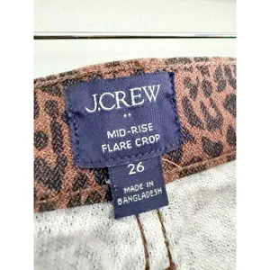 J.Crew Factory | NWOT Leopard Mid-Rise Flare Crop Jeans | Sz 26 thumbnail 6