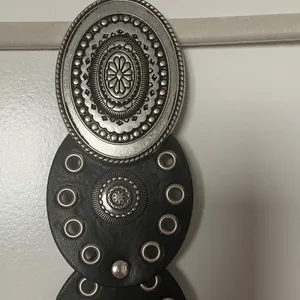 Boho chic black belts circular studded detail thumbnail 2