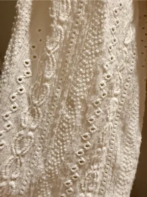 DAVI & DANI Ivory Knit Sweater with Eyelet Lace Balloon Sleeves thumbnail 3