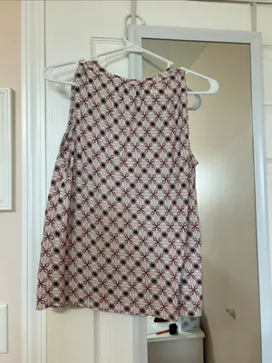 LOFT Cream Sleeveless Geometric Floral-Print Camisole thumbnail 2