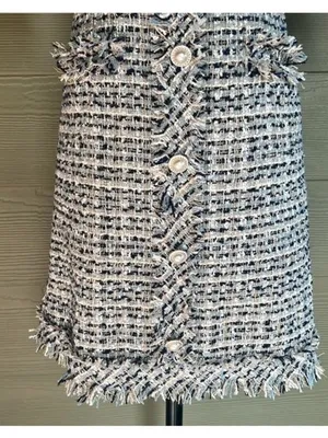 Loveholic Tweed Dress with Fringe Detail - No Size Tag! thumbnail 4