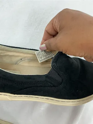 UGG Black Suede Slip-On Shoes with Cream Trim B 54 thumbnail 5