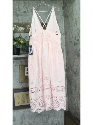 Future Collective Womens Eyelet Maxi A-Line Dress 94236108 Light Pink XL thumbnail 2
