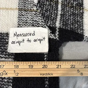 Vintage Boxy Plaid Sweater Size Medium Wool Cardigan Preppy Old Money Academia thumbnail 7