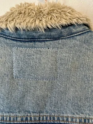 Lucky Brand Oversized Sherpa Lined Denim Trucker Jacket XL Y2K Boho thumbnail 6