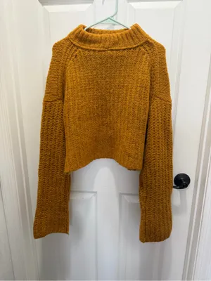 Free People Alpine Alpaca Blend Mock neck Cropped Fair Isle Sweater Small thumbnail 6