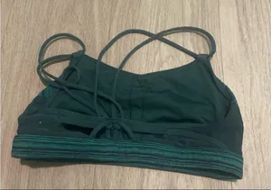 Emerald Strappy Sports Bra Green thumbnail 3