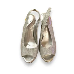 Worthington Dayne Silver Metallic Peep Toe Stiletto Heels‎ Sz 6.5 thumbnail 2