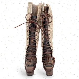 Freebird by Steven Coal White Snake Leather Lace Up Corset Heel Fall Boot Size 9 thumbnail 6