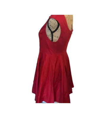 TOBI Skater Fit & Flare Mini Dress In Red Stretch Scoop Back, Size L thumbnail 4