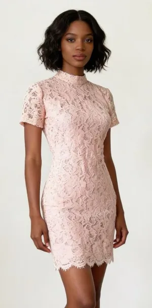 FOREVER 21 | Pink Lace Open Back Bodycon Dress Sz S thumbnail 1