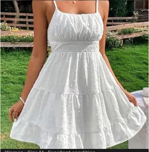 White tiered mini dress Size M thumbnail 1