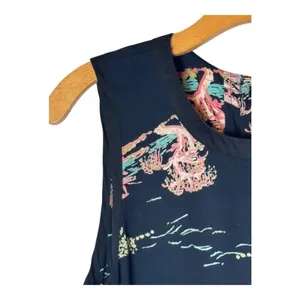 Neuw Dress Women Medium‎ Black Oriental Print Sleeveless Button Back Maze Mini thumbnail 6