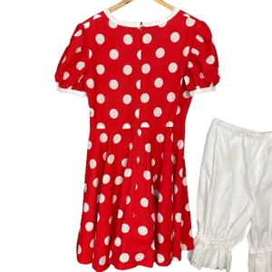 Handmade‎ Minnie Mouse Dress Halloween Costume Bloomers Red White Polka Dots thumbnail 2