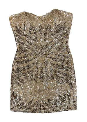 Shail K Strapless Sequined Bodycon Mini Dress Blush Beige Silver 10 NEW NWT thumbnail 1