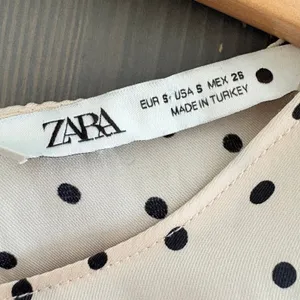 Zara Dress Cream Black Polka Dot Midi Long Sleeve Empire Waist Oversized Size S thumbnail 10